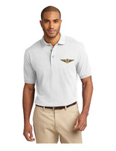 Load image into Gallery viewer, White polo shirt with aircrew wings logo