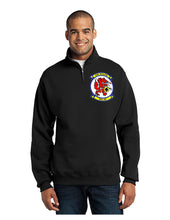 Load image into Gallery viewer, Black quarter zip sweatshirt with HSC-84 Red Wolves logo