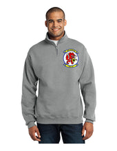 Load image into Gallery viewer, Grey quarter zip sweatshirt with HSC-84 Red Wolves logo