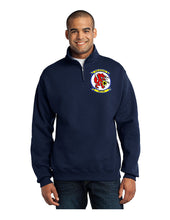 Load image into Gallery viewer, Navy quarter zip sweatshirt with HSC-84 Red Wolves logo