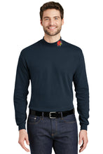 Load image into Gallery viewer, Navy mock neck shirt with Red Wolves logo on neck