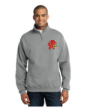 Load image into Gallery viewer, Grey quarter zip sweatshirt with Red Wolves logo