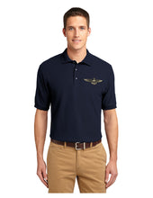 Load image into Gallery viewer, Navy polo shirt with naval aviator wings