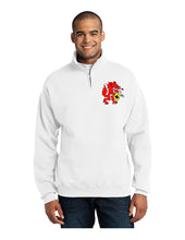 Load image into Gallery viewer, White quarter zip sweatshirt with Red Wolves logo