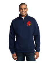 Load image into Gallery viewer, Navy quarter zip sweatshirt with Red Wolves logo