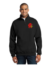 Load image into Gallery viewer, Black quarter zip sweatshirt with Red Wolves logo