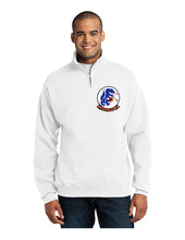 Load image into Gallery viewer, White quarter zip sweatshirt with HAL-3 Seawolves logo