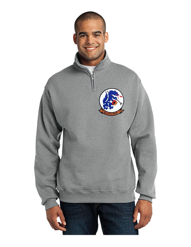 Grey quarter zip sweatshirt with HAL-3 Seawolves logo