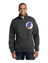 Load image into Gallery viewer, Black heather quarter zip sweatshirt with HAL-3 Seawolves logo