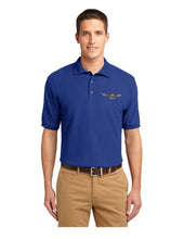 Load image into Gallery viewer, Blue polo shirt with naval aviator wings