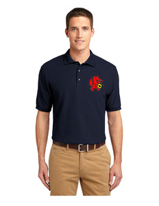 Navy polo shirt with Red Wolves logo