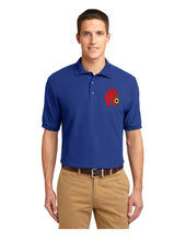 Load image into Gallery viewer, Blue polo shirt with Red Wolves logo