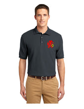 Load image into Gallery viewer, Grey polo shirt with Red Wolves logo